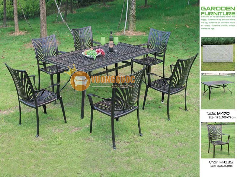Bộ bàn ghế sân vườn màu đen sang trọng ZX M170H035-1